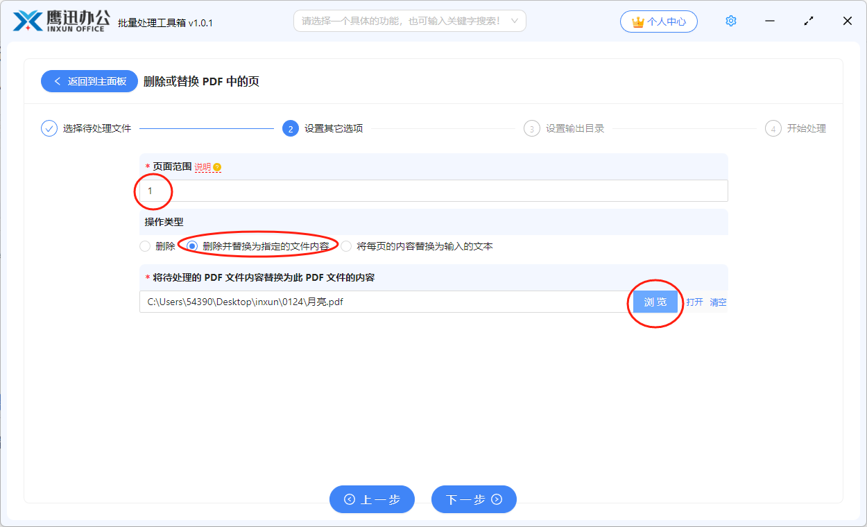 统一替换PDF文档指定页面选项设置