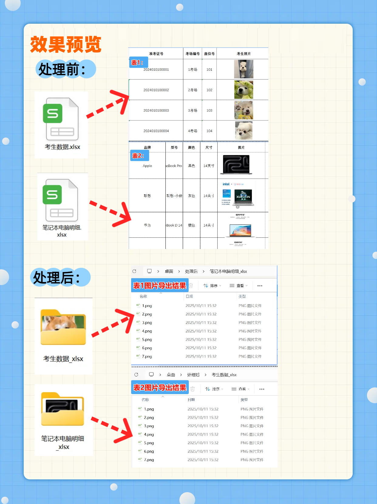 批量导出Excel中的图片效果预览