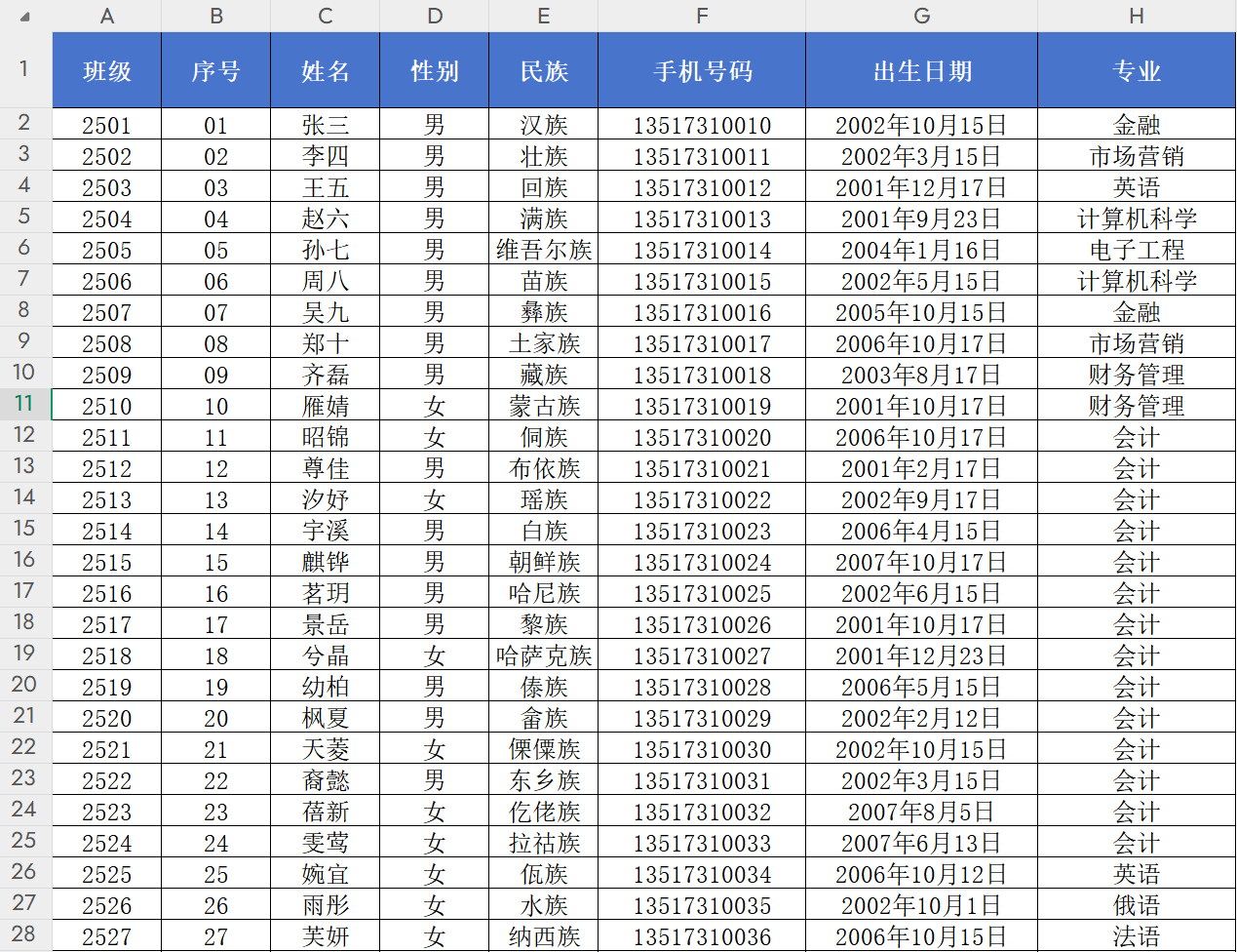 批量生成多个word文件明细文件准备