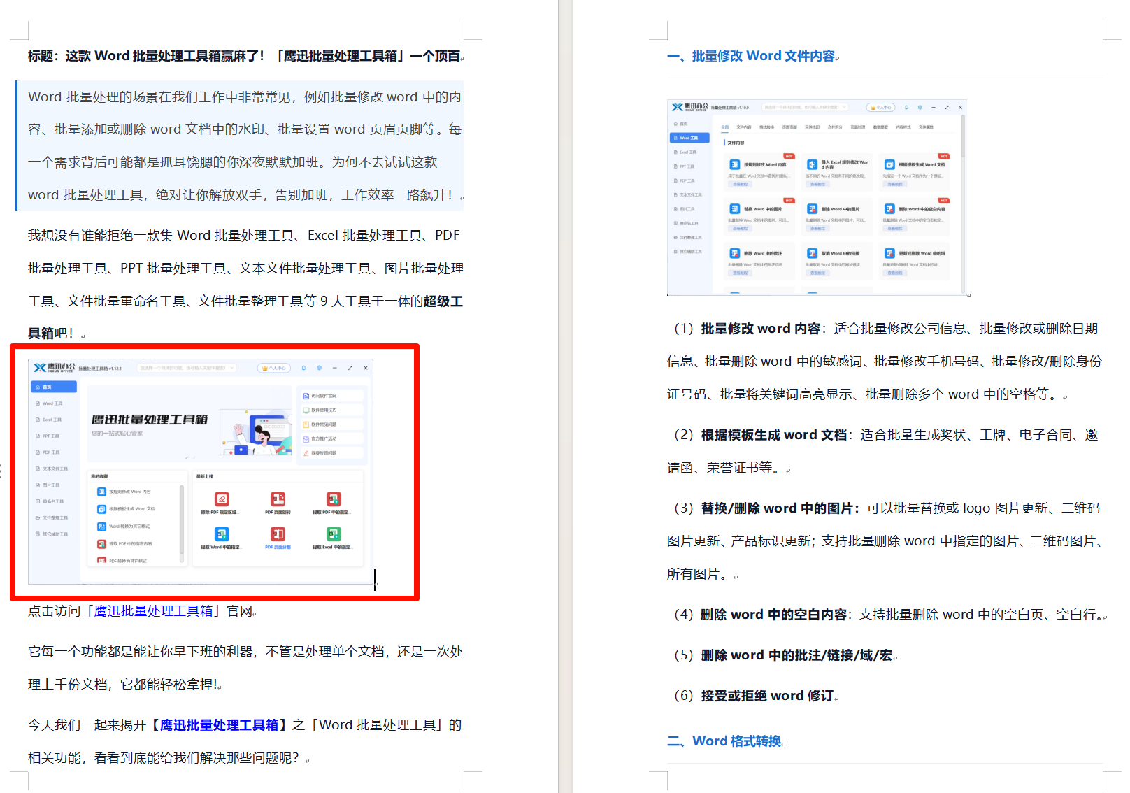 批量删除Word指定图片处理前效果
