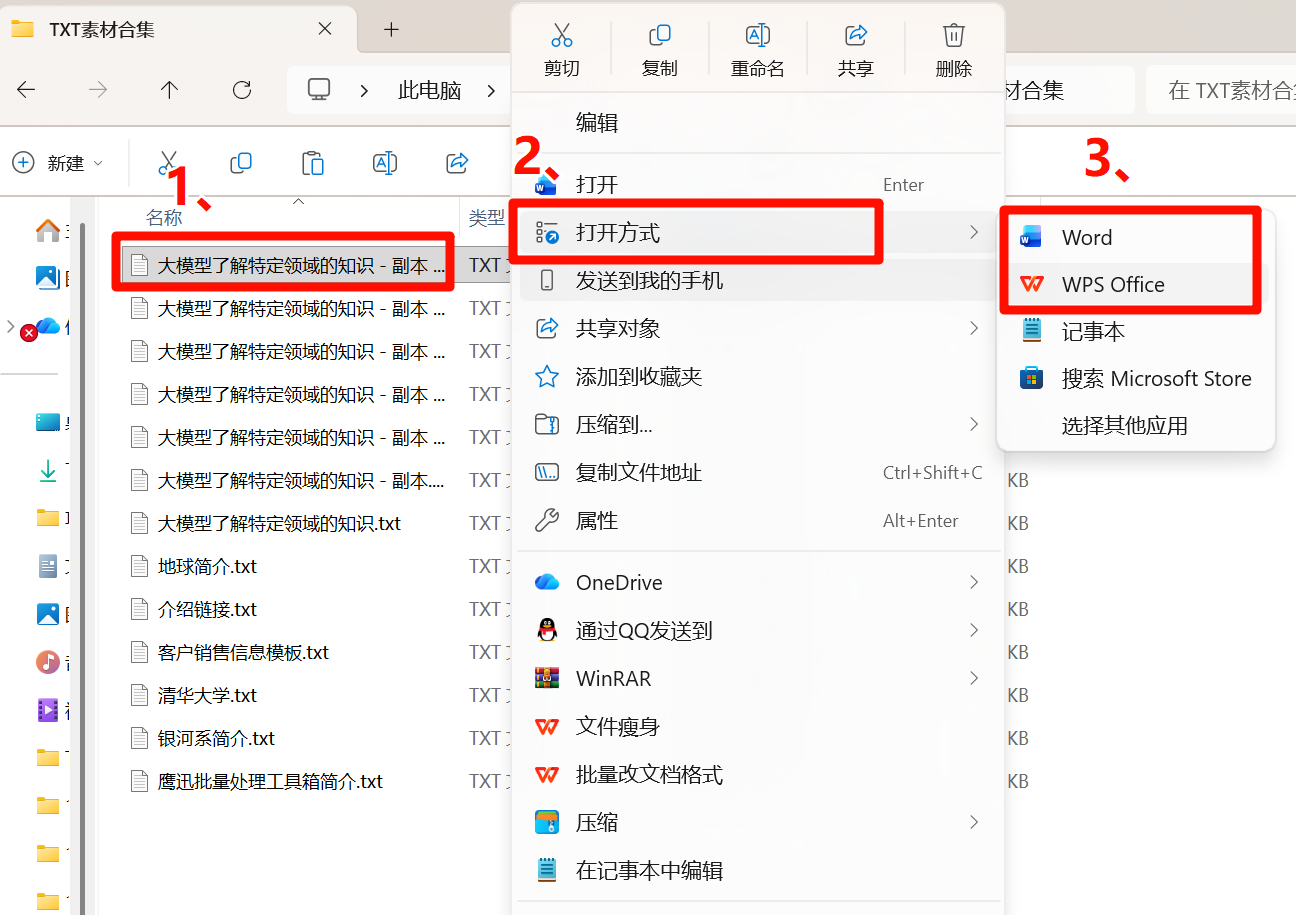 方法二TXT转Word选择文档打开方式