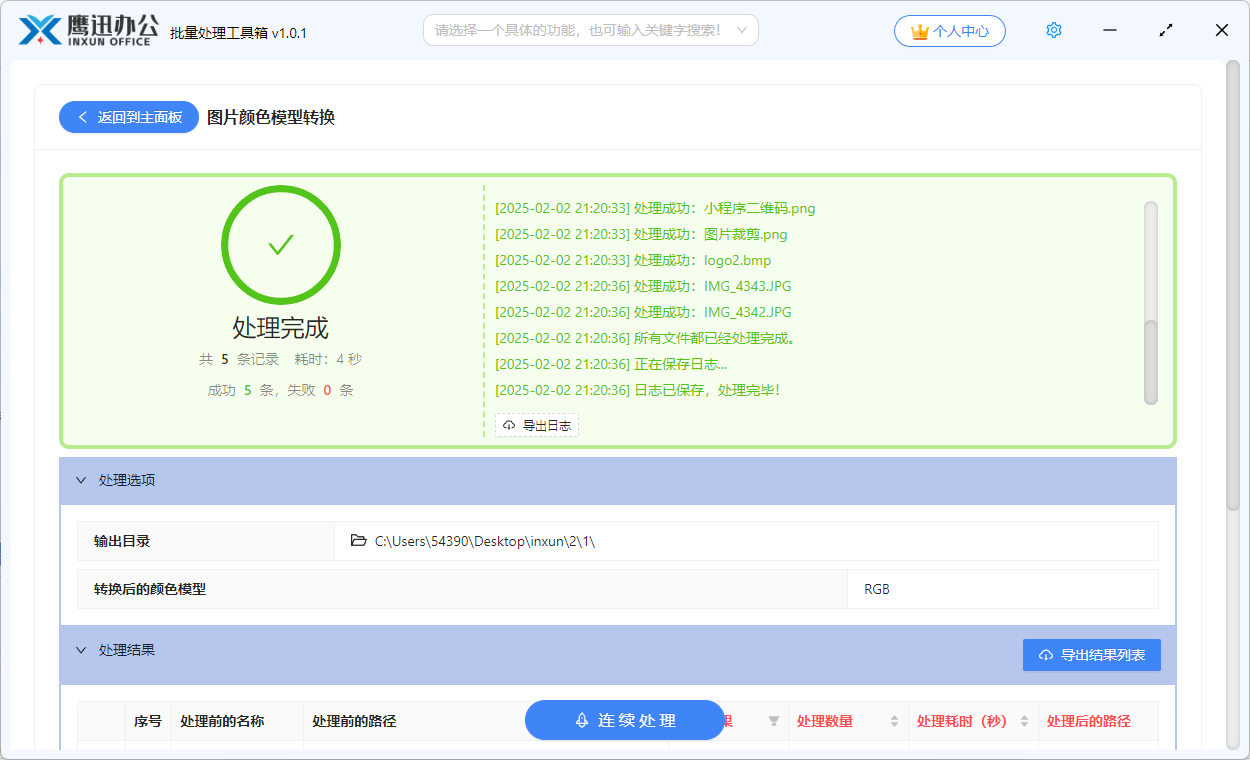 图片批量转为CMYK模型处理完成