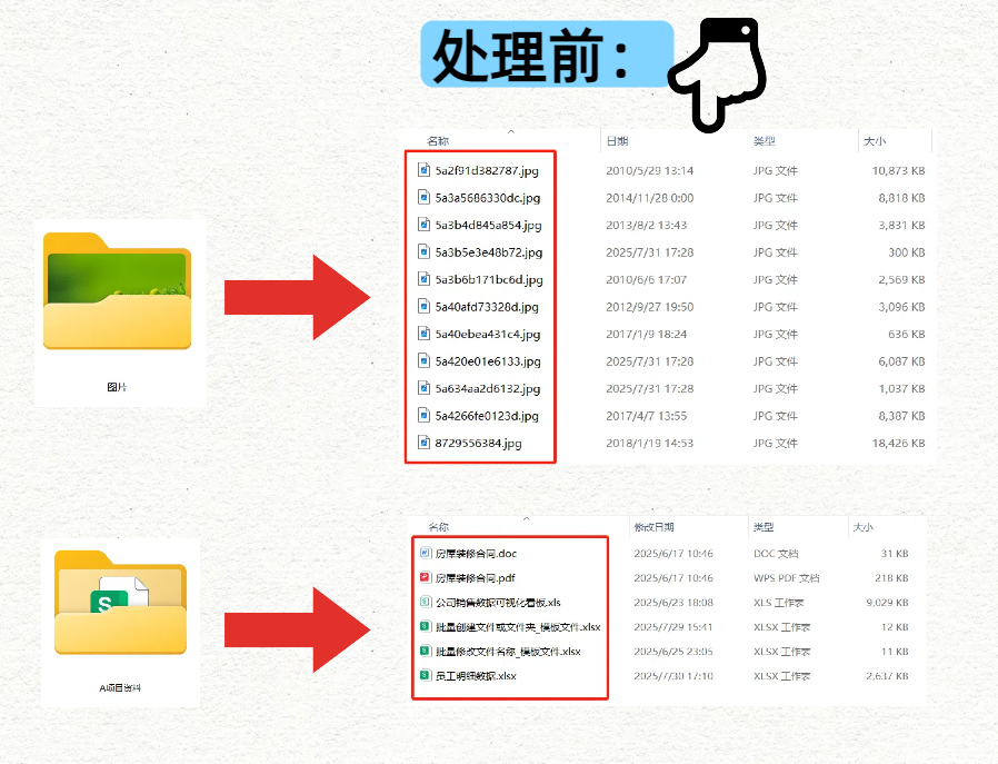 导入excel重命名处理前效果