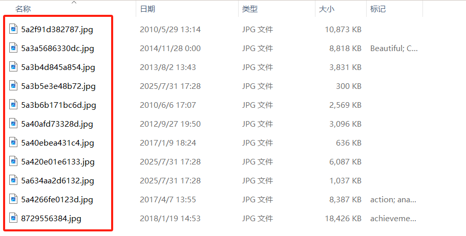 导入excel重命名图片处理前效果