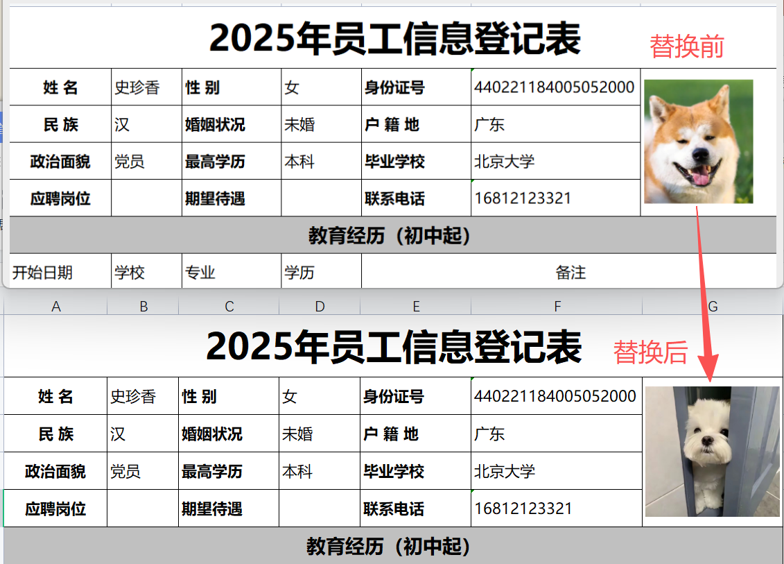 批量更新excel图片效果预览