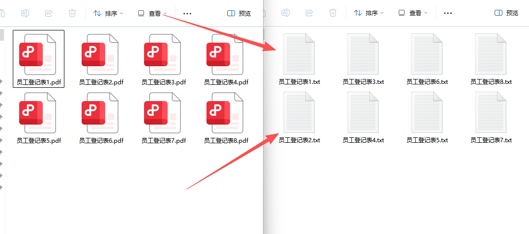 多个PDF统一转txt效果预览