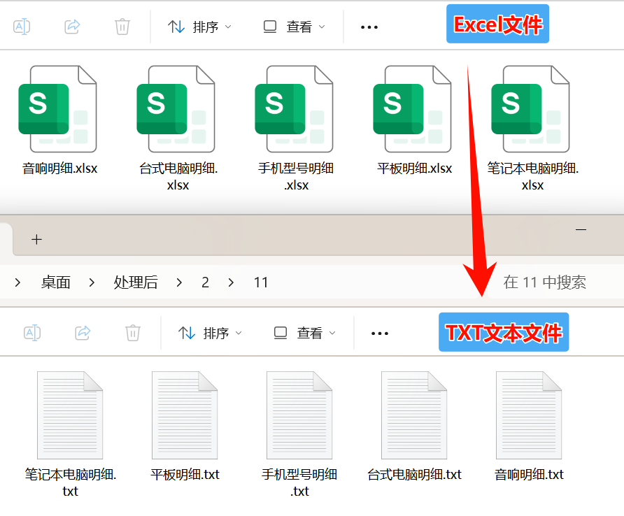 Excel批量转txt纯文本效果预览