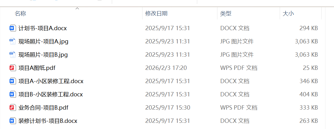 同一项目资料放入同一文件夹处理前