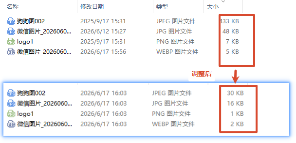 多图格式压缩处理前效果