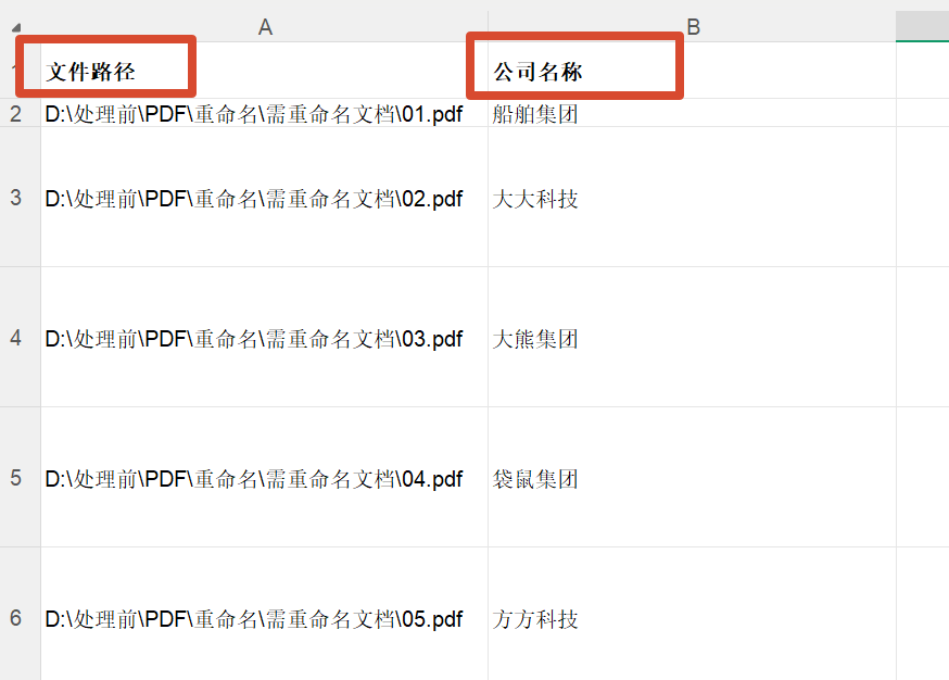 PDF扫描件批量重命名查看提取后的表格
