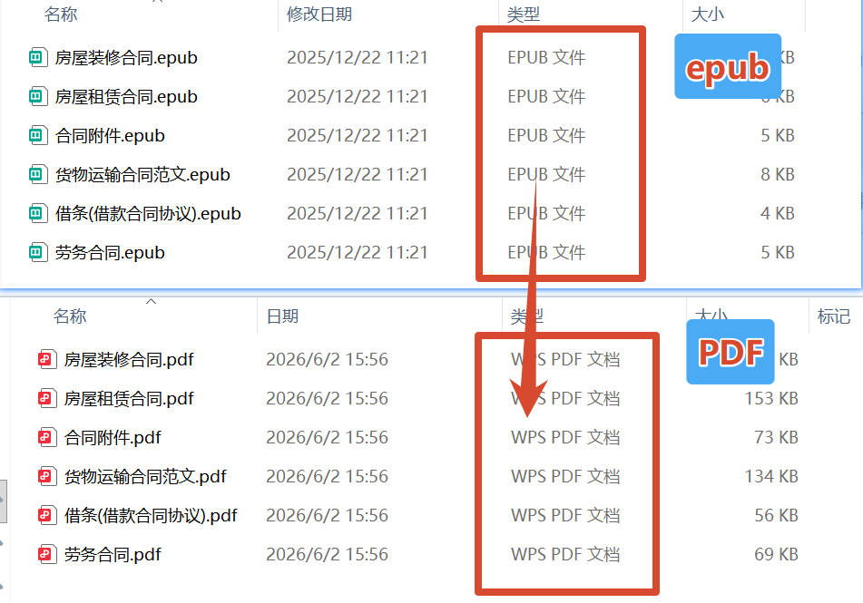 EPUB批量转PDF效果预览